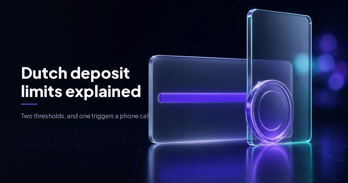 A full glass progress bar and a coin stopped against a pane, cover image for Dutch deposit limits