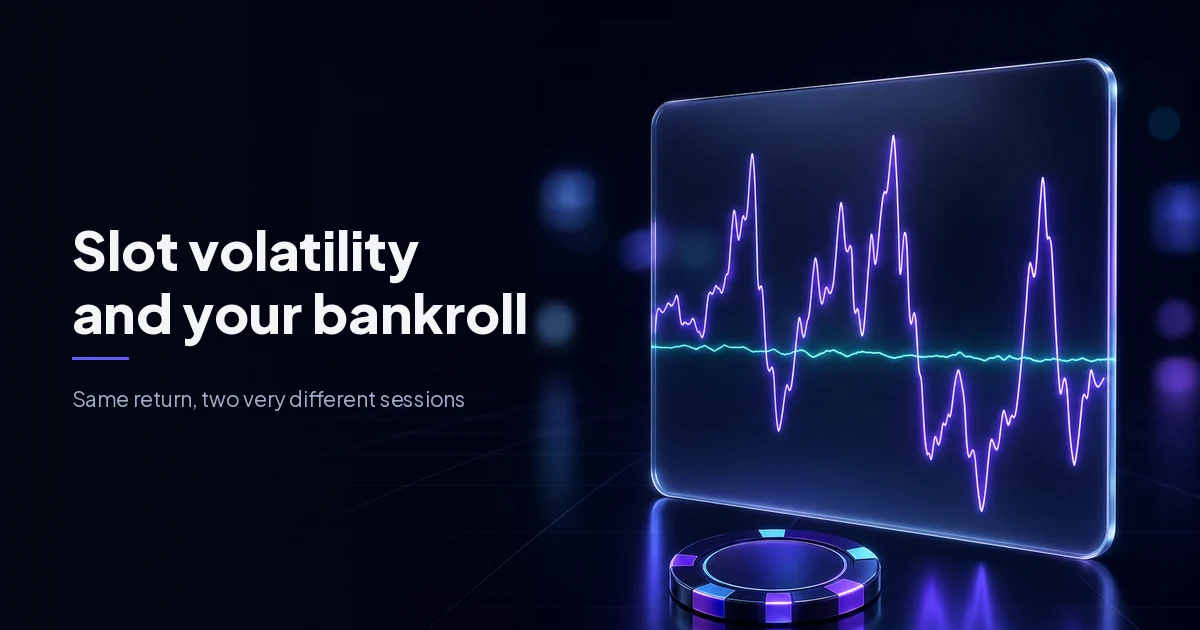 A glass panel with one flat line and one violently spiking line, cover image for slot volatility